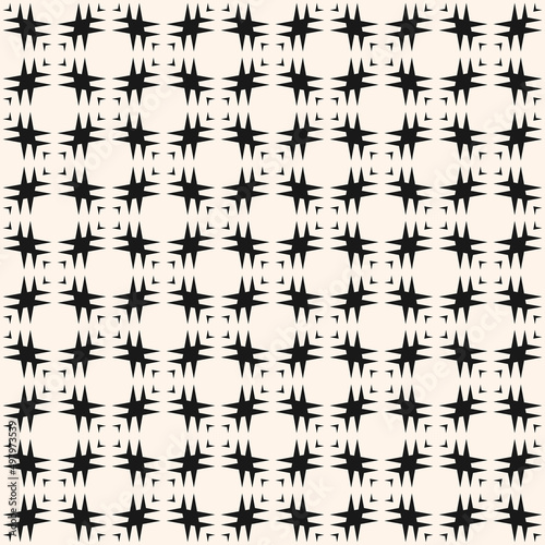 Simple vector geometric seamless pattern. Abstract texture with square grid, mesh, lattice, crosses. Black and white minimal background. Elegant ornament. Repeat geo design for decor, textile, print