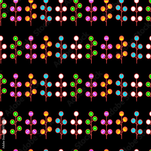 Vector seamless half-drop pattern, with hackberry