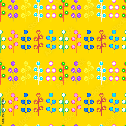 Vector seamless half-drop pattern, with hackberry