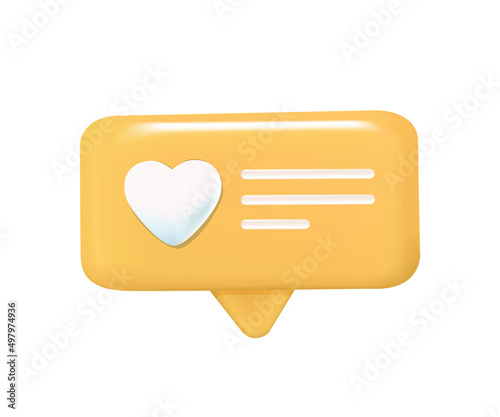 Creative 3d quick tips message with heart icon vector illustration. Trendy design romantic valentine texting with speech bubble isolated. Couple lover romance sticker with emoji text communication
