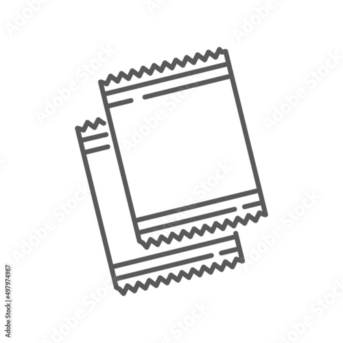 vector illustration of a sachet packaging template, flat design, outline of a sachet packaging template.