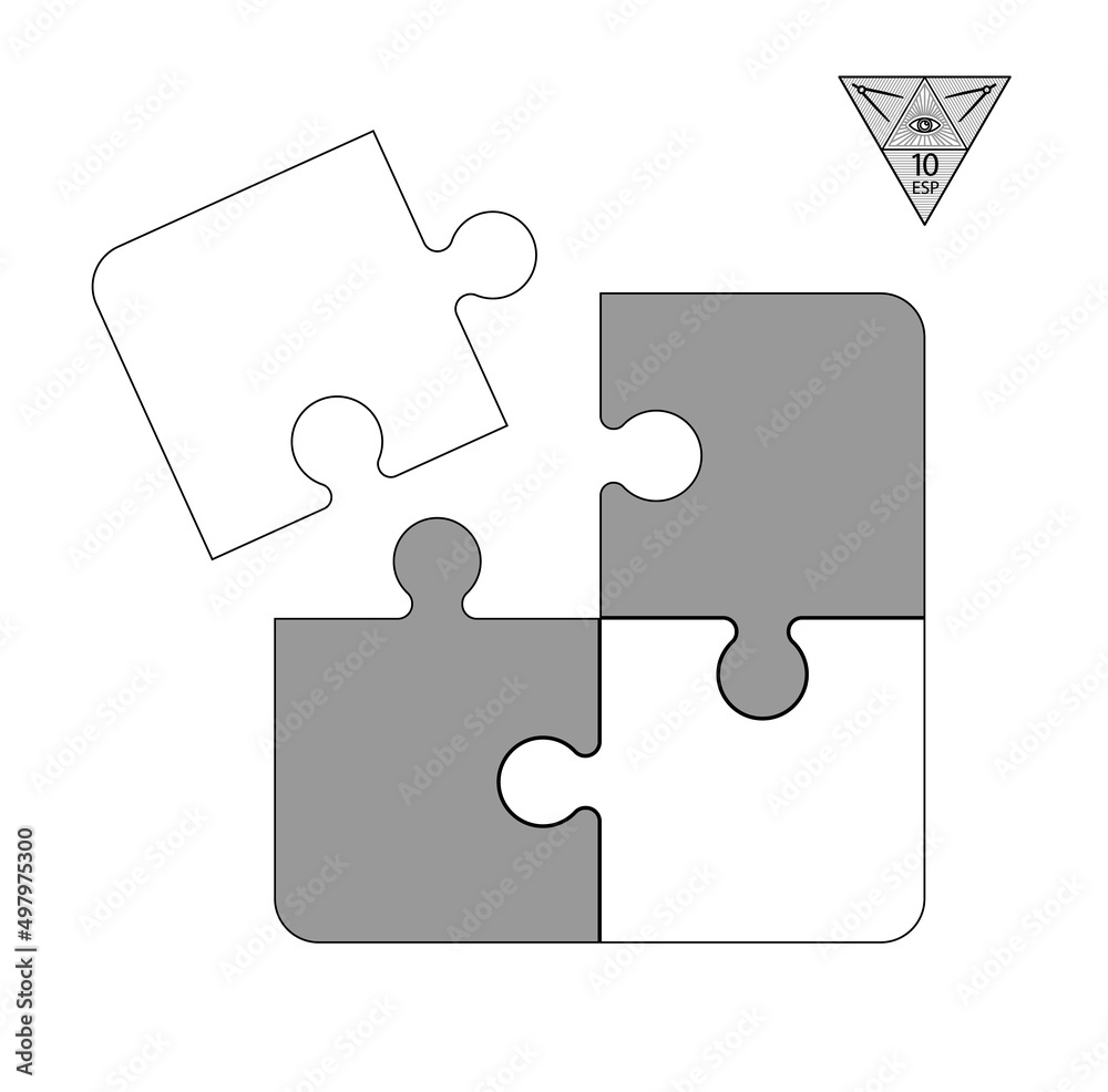 Set of black and white puzzle pieces isolated on a white background. Vector illustration Set of black and white puzzle pieces isolated on a white background. Vector illustration