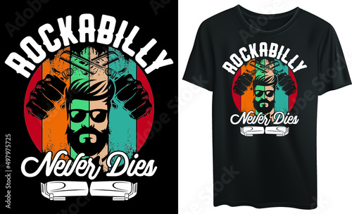 Rockabilly Never Dies typography t-shirt design, barber, hairdresser, vintage 