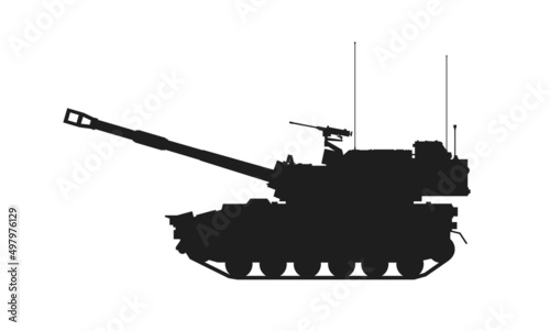 m109 paladin self-propelled howitzer. army artillery system. isolated vector image for military web design
