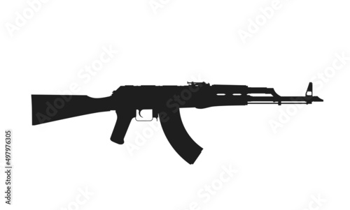 kalashnikov assault rifl icon. weapon and army symbol. isolated vector image for military web design photo