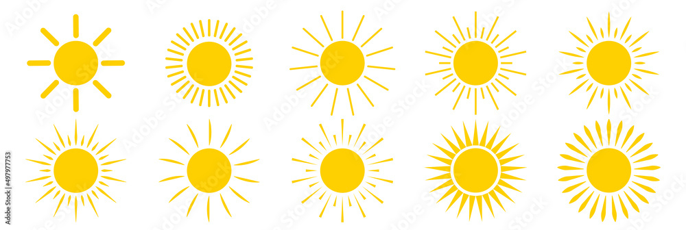 Set of Sun icons. Vector Illustration Set of Sun icons. Vector Illustration