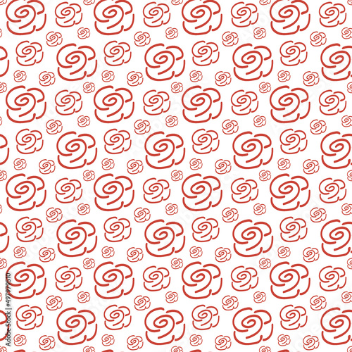 Seamless floral pattern of red rose buds in a trendy shade. Abstract background. Texture. Wallpaper.