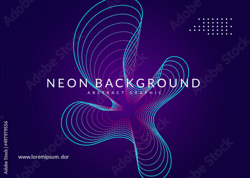 Neon music flyer. Electro dance dj. Electronic sound fest. Techno trance party. Club event poster.