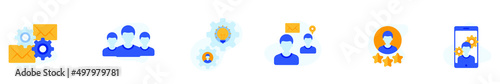 Set of HR icons. Human resource people management and company employment.