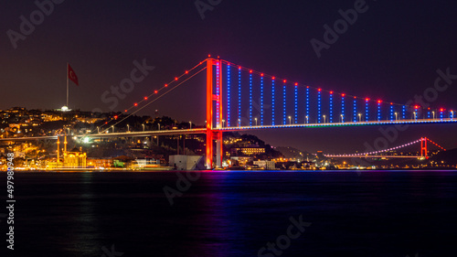 bay bridge at night Istanbul Bosfor bridge © damianbn