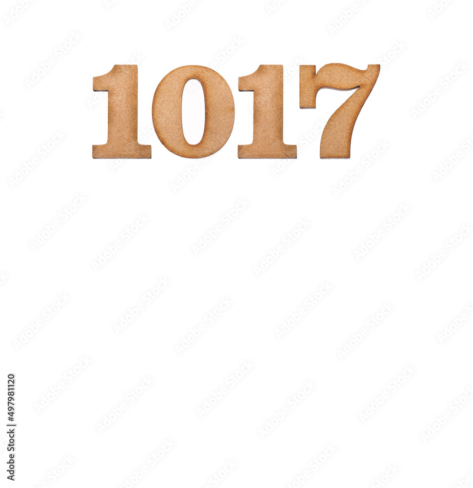 Number 1017 - Piece of wood isolated on white background Number 1017 - Piece of wood isolated on white background