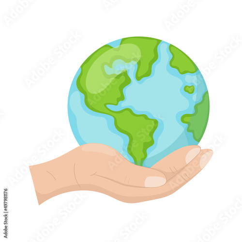 green planet Earth in your hand. the concept of preserving the purity of the planet. Earth Day