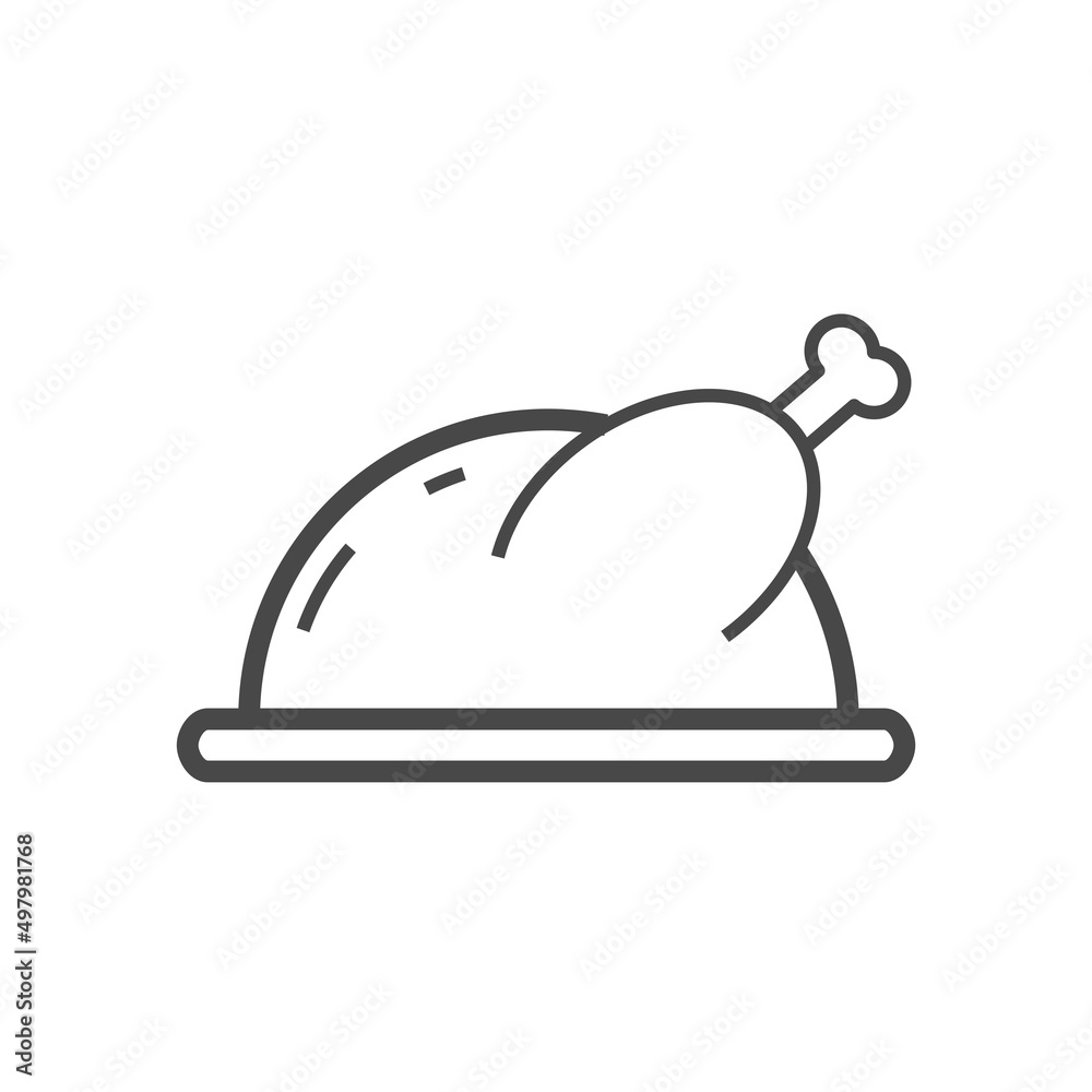 Vector linear icon with fried chicken Vector linear icon with fried chicken