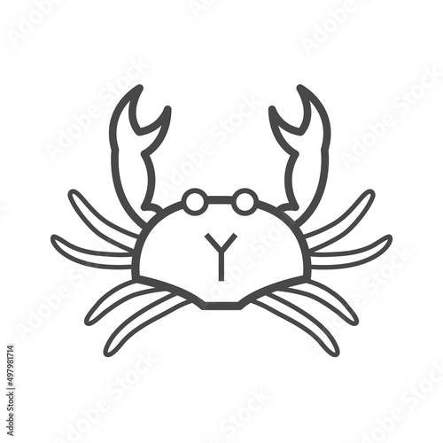 Vector linear icon with crab
