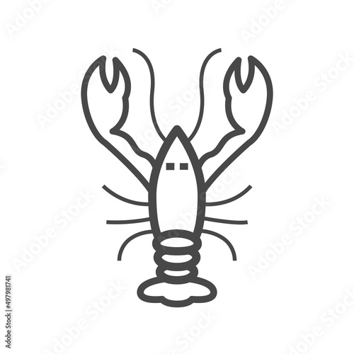 Vector linear icon with crayfish