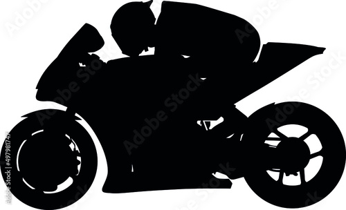 Superbike racing motorcycle, Motorcycle cyclist, MotoGP Bike, British Superbike, Isle of Man TT, Moto2 motorcycle with the racer from the side. silhouette photo
