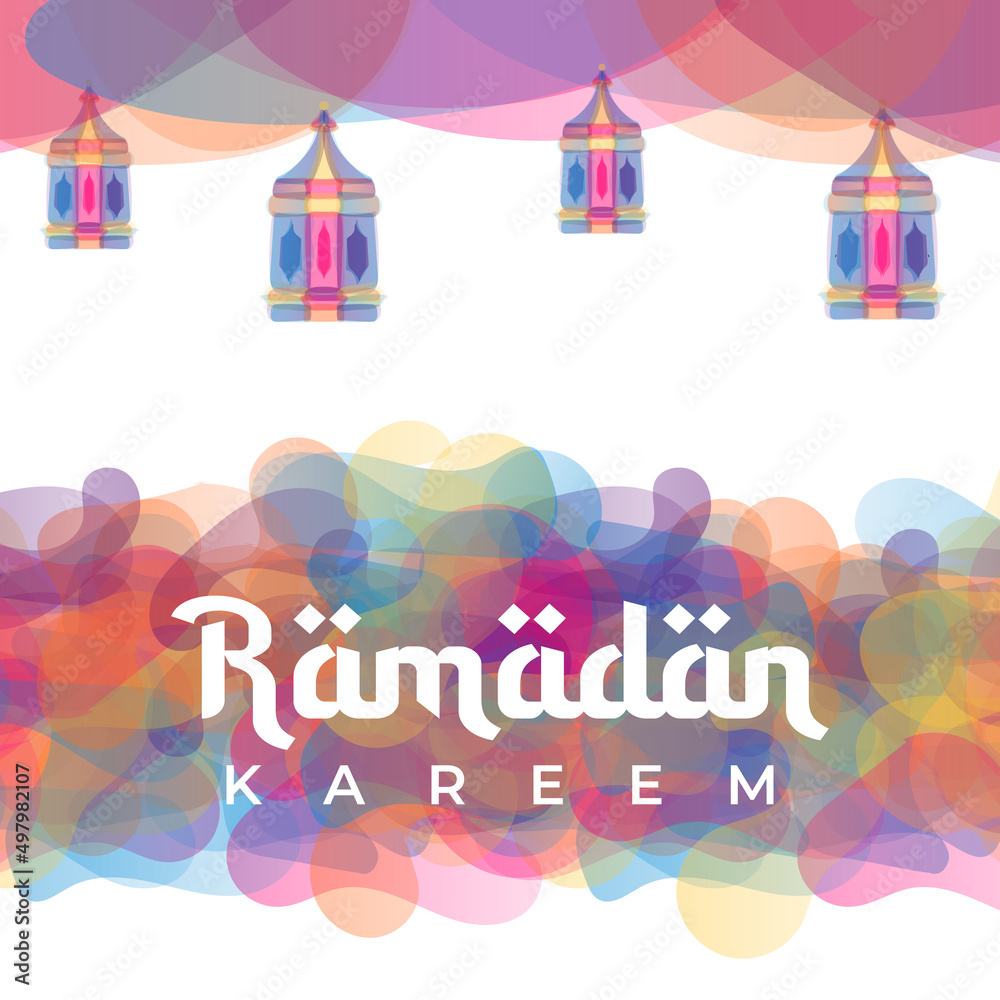 Ramadan greeting card or banner background. Hand drawn lanterns. Ramadan Kareem hand drawn decoration background. Vector design for muslim ramadan holiday. Vector illustration