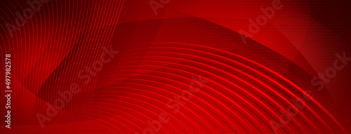 Abstract halftone background made of curved lines and small dots in red colors