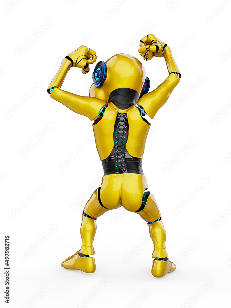 cyber monkey is dancing rear view cyber monkey is dancing rear view