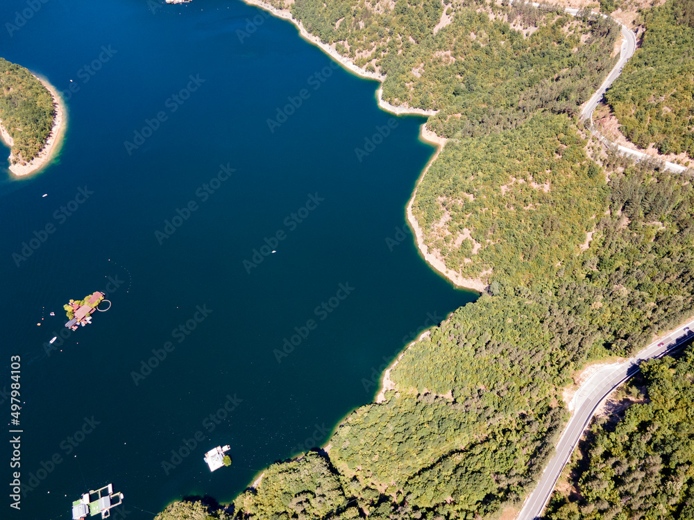 Aerial view of Vacha Reservoir, Bulgaria