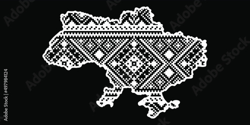 Ukraine map of ukraine embroidered pattern