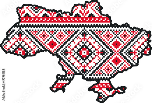 Ukraine map of ukraine embroidered pattern