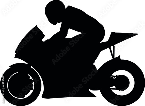 Superbike racing motorcycle, Motorcycle cyclist, MotoGP Bike, British Superbike, Isle of Man TT, Moto2 motorcycle with the racer from the side. silhouette