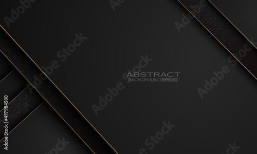 Luxury black background with gold and glitter lines