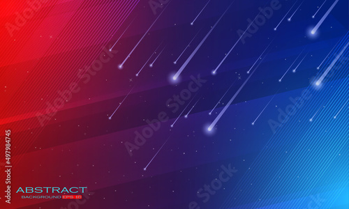 Abstract red blue background with shiny and light particles