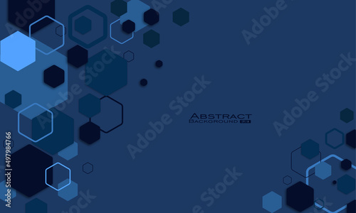 Realistic geometric shapes abstract background on blue theme