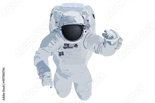 Astronaut in a light spacesuit and helmet, realism.