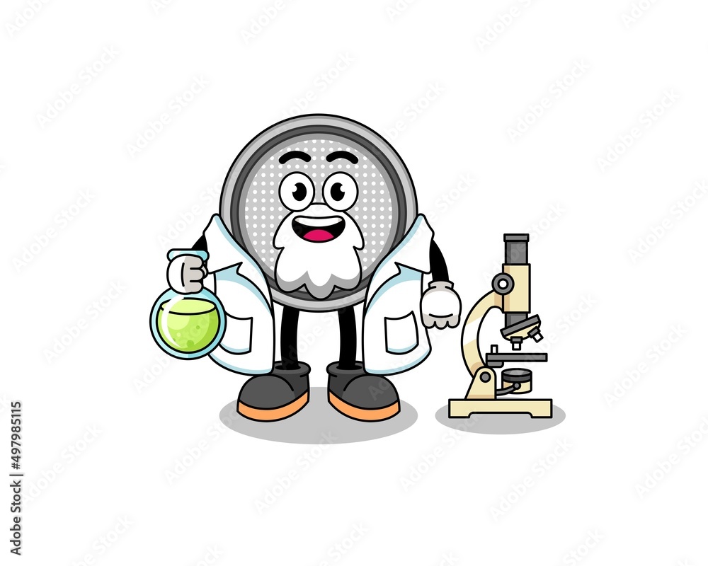 Mascot of button cell as a scientist