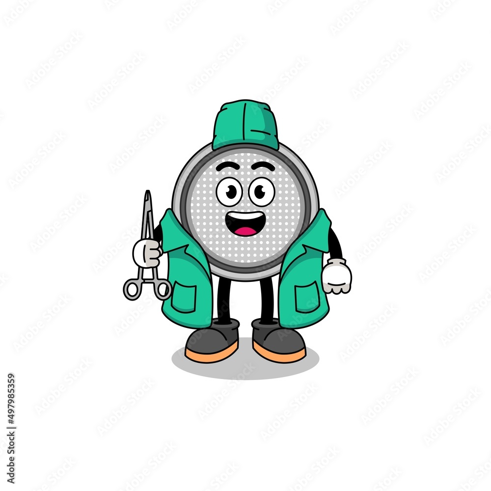 Illustration of button cell mascot as a surgeon Illustration of button cell mascot as a surgeon
