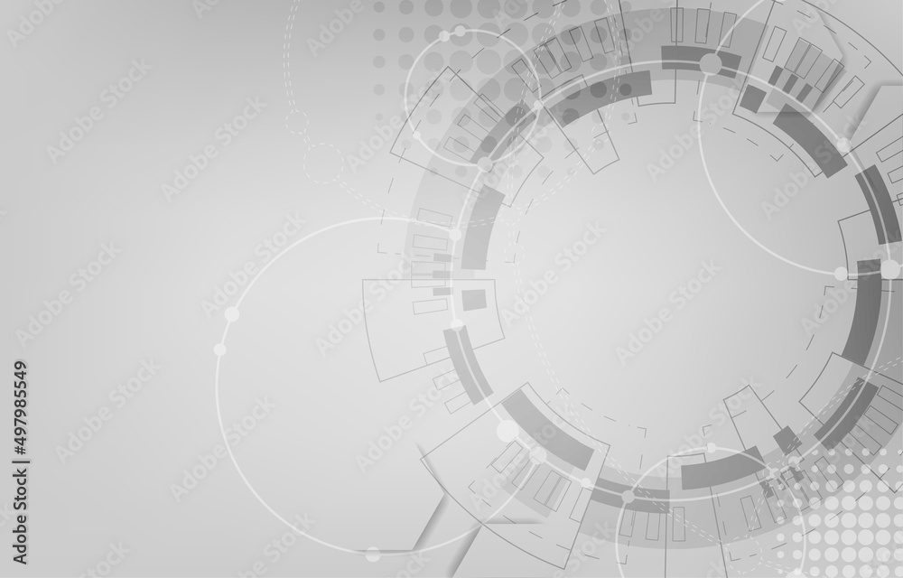 Vector technlogy circle display on gray background