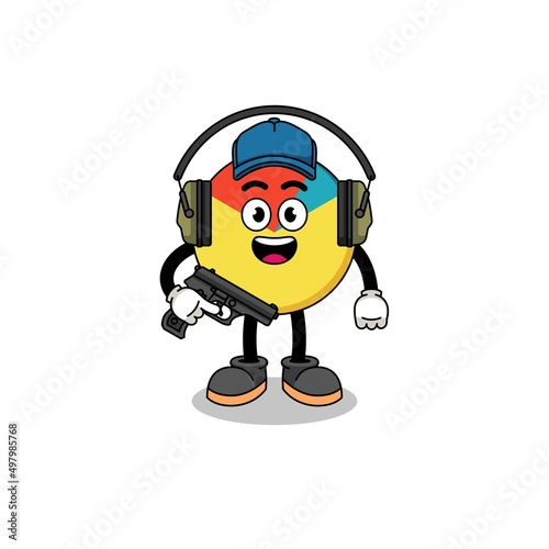 Character mascot of chart doing shooting range