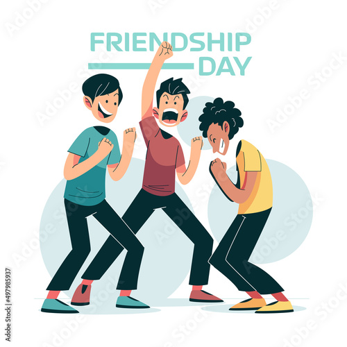 Friendship concept vector Illustration idea for landing page template, relationship with friend solidarity and trust union, together despite diversity, partner having fun Hand drawn Flat Style