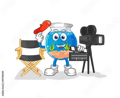 fish bowl director mascot. cartoon vector