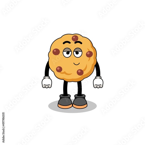 chocolate chip cookie cartoon couple with shy pose