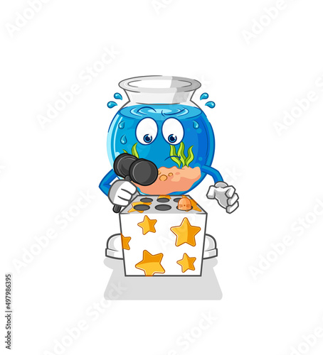 fish bowl play whack a mole mascot. cartoon vector