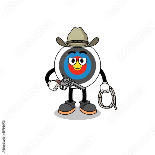 Character mascot of archery target as a cowboy