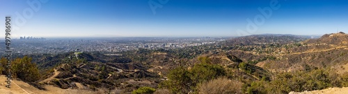 Panorama view from Hollywood Hills over whole Los Angeles