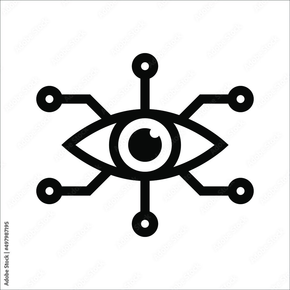 Bionic eye icon. Thin linear bionic eye outline icon isolated on white background from artificial intellegence and future technology collection. Line vector sign, symbol for web and mobile Bionic eye icon. Thin linear bionic eye outline icon isolated on white background from artificial intellegence and future technology collection. Line vector sign, symbol for web and mobile