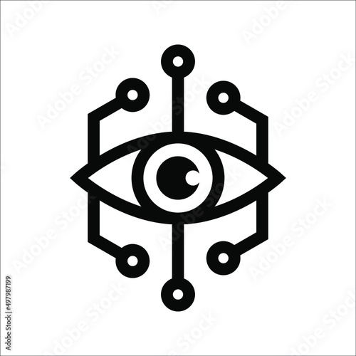 Bionic eye icon. Thin linear bionic eye outline icon isolated on white background from artificial intellegence and future technology collection. Line vector sign, symbol for web and mobile