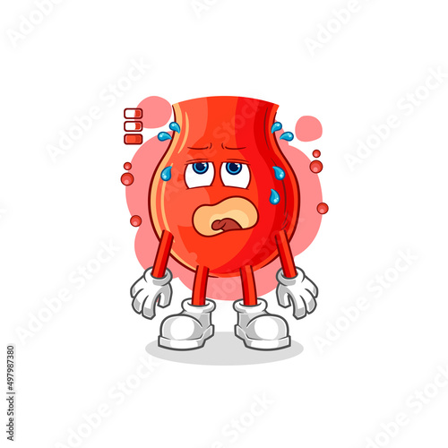 uvula low battery mascot. cartoon vector