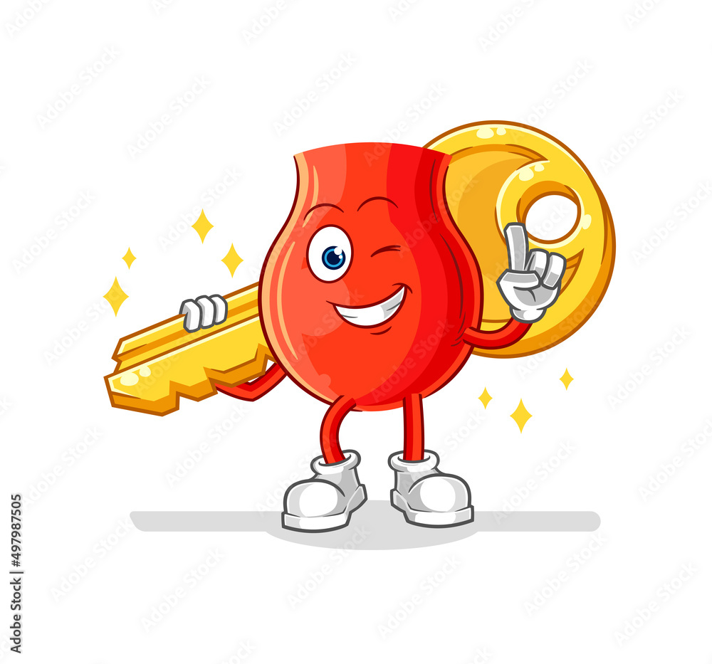 uvula carry the key mascot. cartoon vector