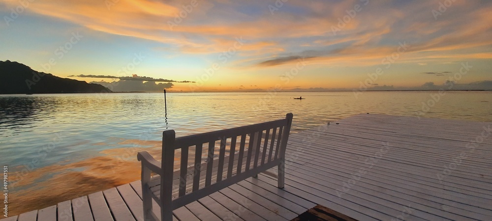 banc face au lagon de moorea