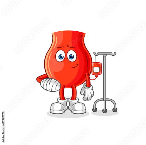 uvula sick in IV illustration. character vector