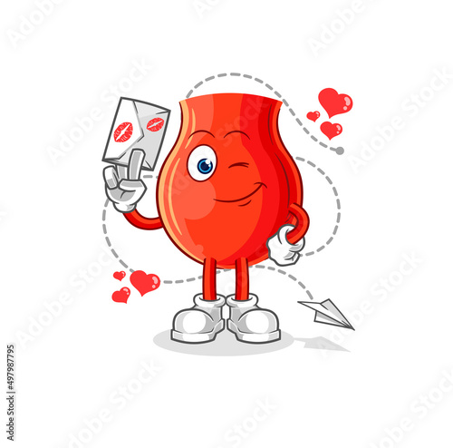 uvula hold love letter illustration. character vector