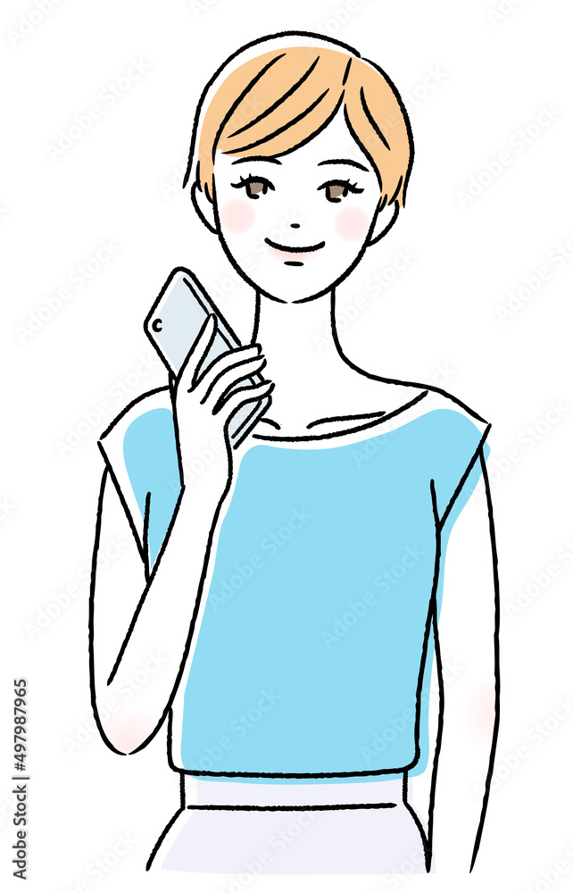 スマホを持つ若い女性 スマホを持つ若い女性