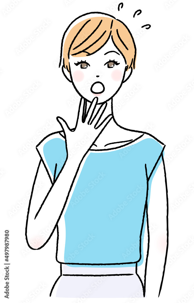 びっくりする若い女性